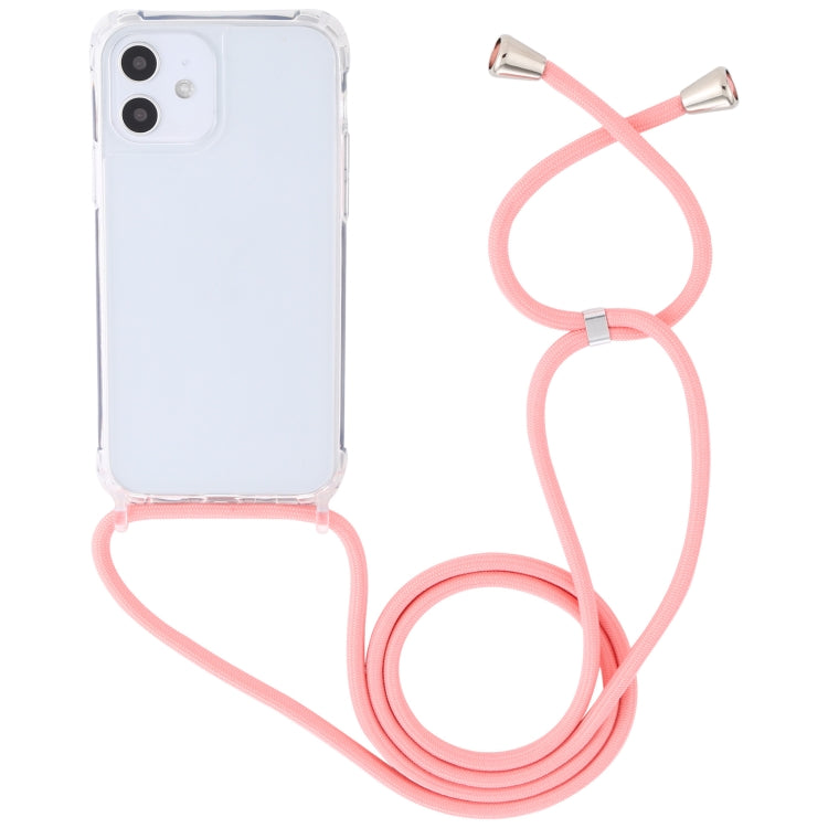 For iPhone 12 mini Transparent Acrylic Airbag Shockproof Phone Protective Case with Lanyard