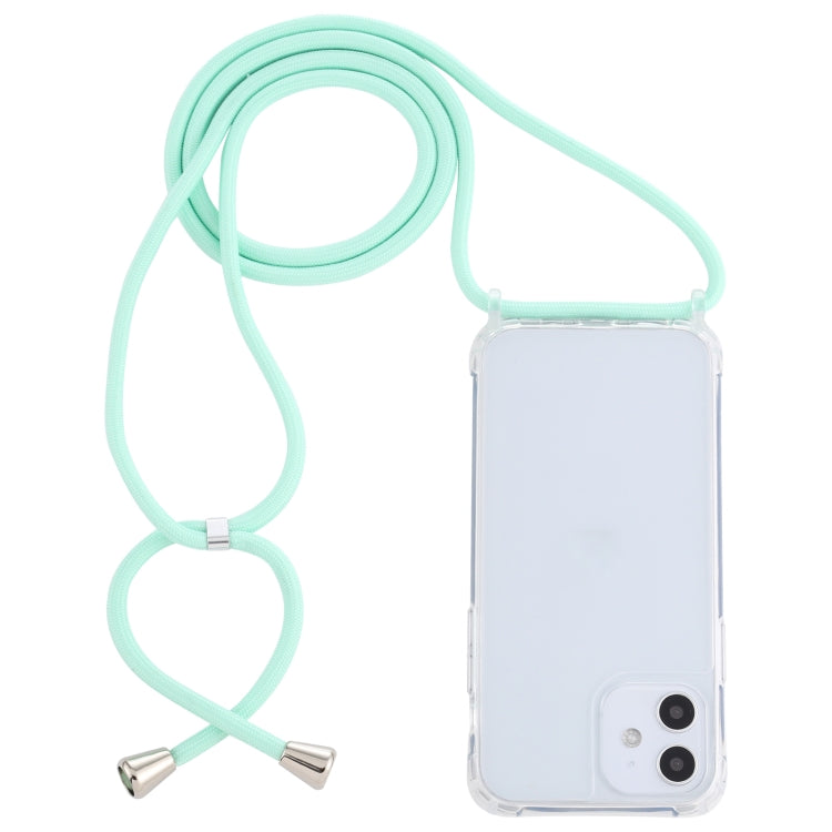 For iPhone 12 mini Transparent Acrylic Airbag Shockproof Phone Protective Case with Lanyard