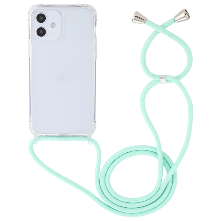 For iPhone 12 mini Transparent Acrylic Airbag Shockproof Phone Protective Case with Lanyard