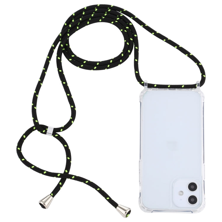For iPhone 12 mini Transparent Acrylic Airbag Shockproof Phone Protective Case with Lanyard