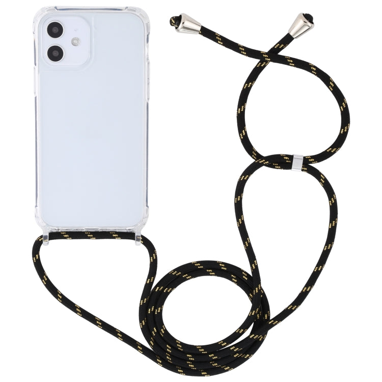 For iPhone 12 mini Transparent Acrylic Airbag Shockproof Phone Protective Case with Lanyard