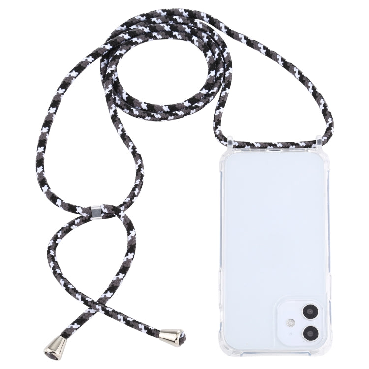 For iPhone 12 mini Transparent Acrylic Airbag Shockproof Phone Protective Case with Lanyard