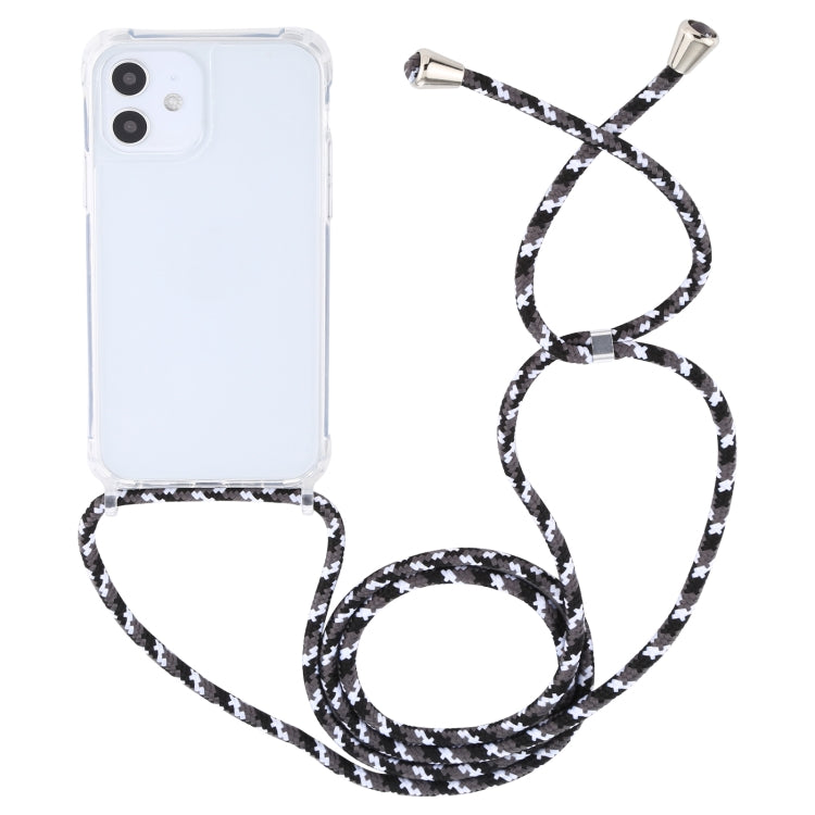 For iPhone 12 mini Transparent Acrylic Airbag Shockproof Phone Protective Case with Lanyard