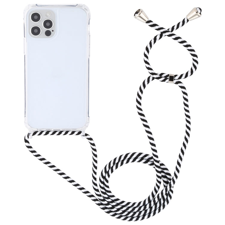 For iPhone 12 / 12 Pro Transparent Acrylic Airbag Shockproof Phone Protective Case with Lanyard