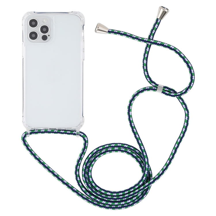 For iPhone 12 / 12 Pro Transparent Acrylic Airbag Shockproof Phone Protective Case with Lanyard