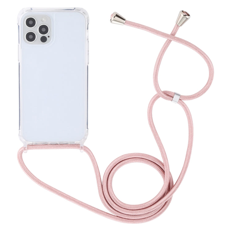 For iPhone 12 / 12 Pro Transparent Acrylic Airbag Shockproof Phone Protective Case with Lanyard