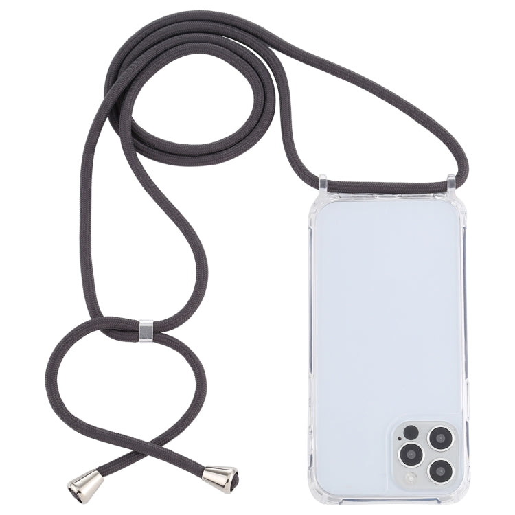 For iPhone 12 / 12 Pro Transparent Acrylic Airbag Shockproof Phone Protective Case with Lanyard