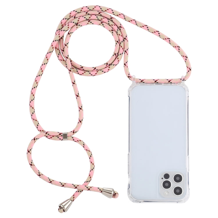 For iPhone 12 / 12 Pro Transparent Acrylic Airbag Shockproof Phone Protective Case with Lanyard