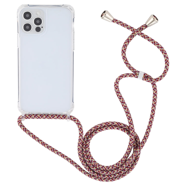 For iPhone 12 / 12 Pro Transparent Acrylic Airbag Shockproof Phone Protective Case with Lanyard