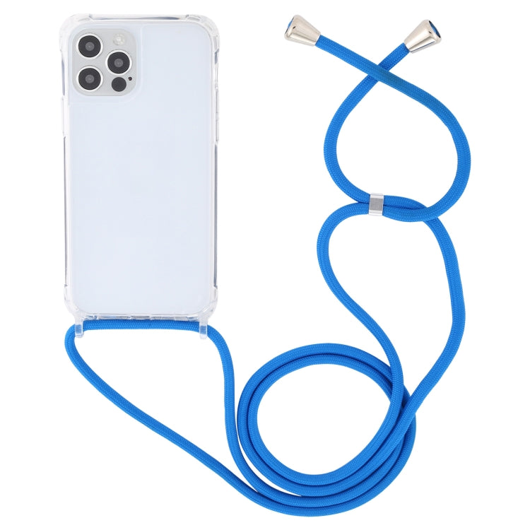 For iPhone 12 / 12 Pro Transparent Acrylic Airbag Shockproof Phone Protective Case with Lanyard