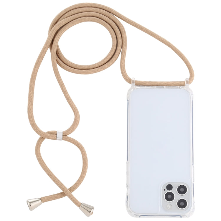 For iPhone 12 / 12 Pro Transparent Acrylic Airbag Shockproof Phone Protective Case with Lanyard