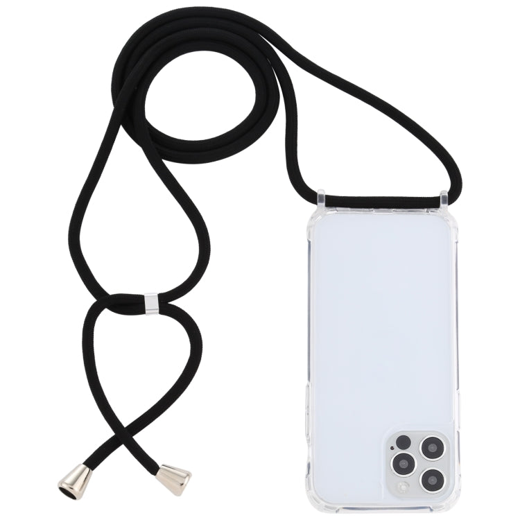 For iPhone 12 / 12 Pro Transparent Acrylic Airbag Shockproof Phone Protective Case with Lanyard