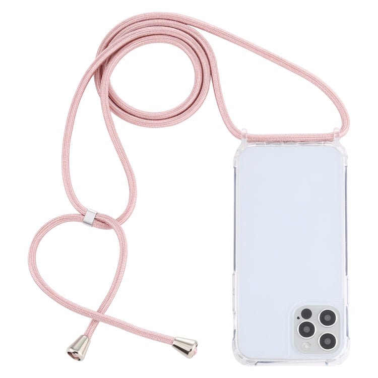 For iPhone 12 Pro Max Transparent Acrylic Airbag Shockproof Phone Protective Case with Lanyard