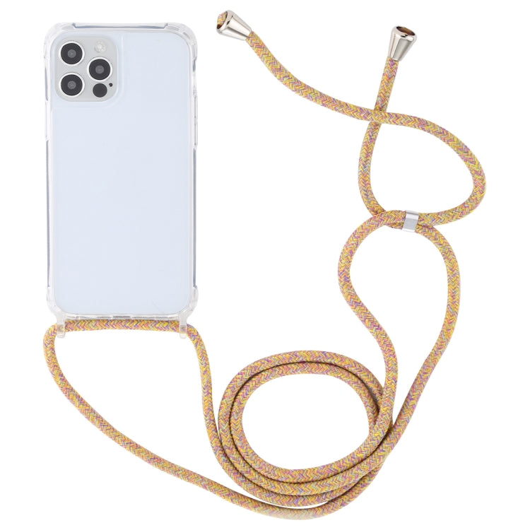 For iPhone 12 Pro Max Transparent Acrylic Airbag Shockproof Phone Protective Case with Lanyard