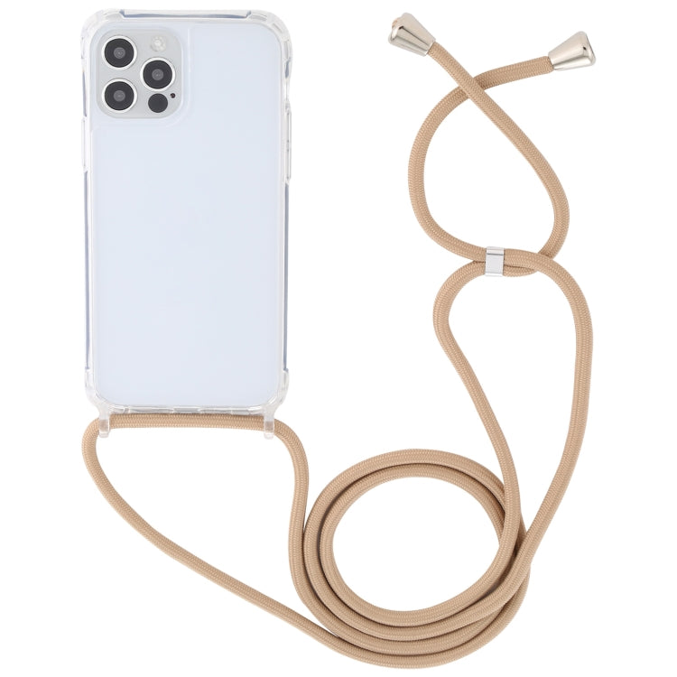 For iPhone 12 Pro Max Transparent Acrylic Airbag Shockproof Phone Protective Case with Lanyard