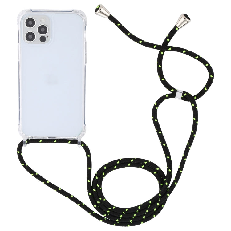 For iPhone 12 Pro Max Transparent Acrylic Airbag Shockproof Phone Protective Case with Lanyard