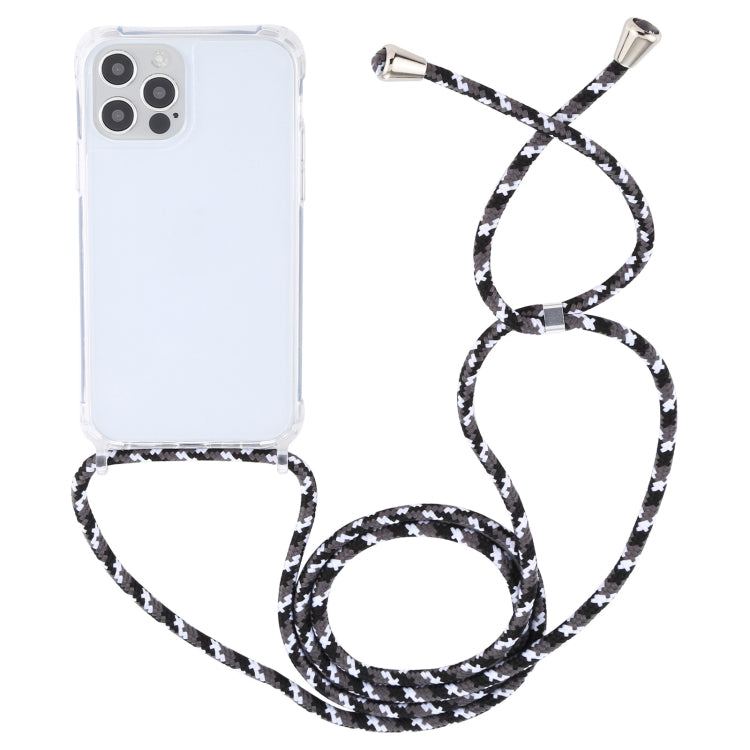 For iPhone 12 Pro Max Transparent Acrylic Airbag Shockproof Phone Protective Case with Lanyard