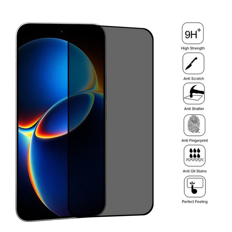 For Redmi K90 Max 5G Full Cover Anti-peeping Tempered Glass Film, Support Fingerprint Unlocking