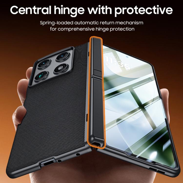 For Motorola Razr Fold 5G Film Integrated Spring Central Axis Holder Vegan Leather Phone Case