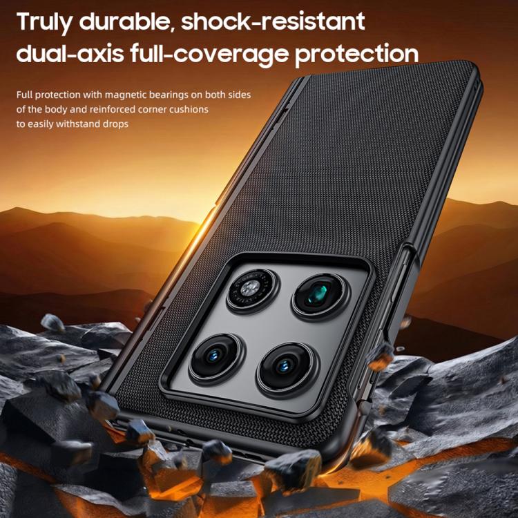 For Motorola Razr Fold 5G Film Integrated Spring Central Axis Holder Vegan Leather Phone Case