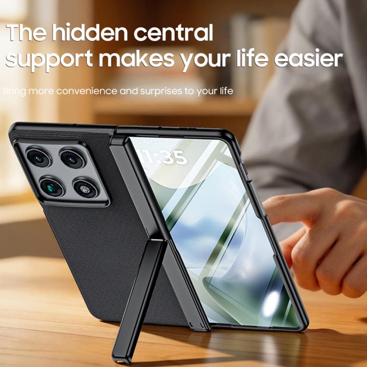 For Motorola Razr Fold 5G Film Integrated Spring Central Axis Holder Vegan Leather Phone Case