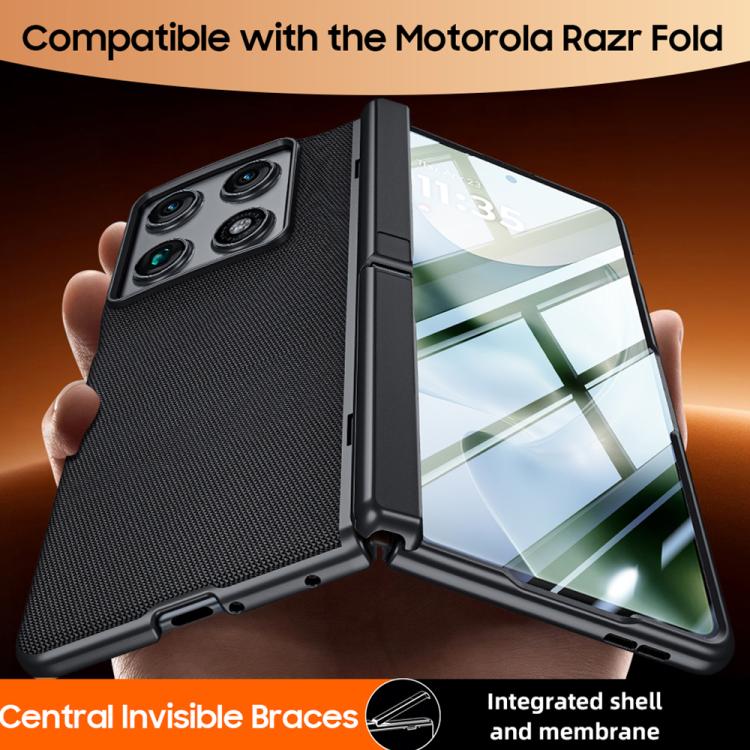 For Motorola Razr Fold 5G Film Integrated Spring Central Axis Holder Vegan Leather Phone Case