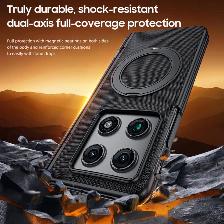 For Motorola Razr Fold 5G 360 Degree Magnetic Holder Film Integrated Vegan Leather Phone Case