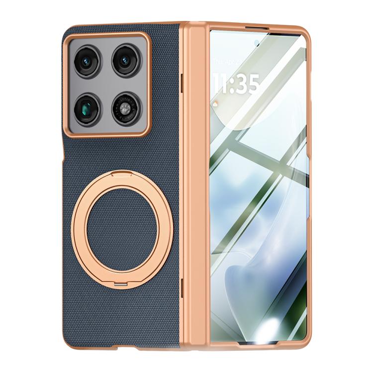 For Motorola Razr Fold 5G 360 Degree Magnetic Holder Film Integrated Vegan Leather Phone Case