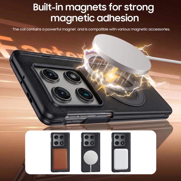 For Motorola Razr Fold 5G 360 Degree Magnetic Holder Film Integrated Vegan Leather Phone Case