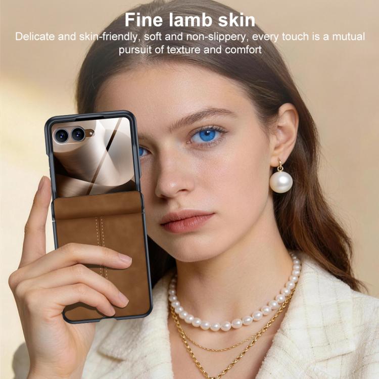For Motorola Razr 70 Ultra Film Integrated Sheepskin Texture Stitched Phone Case