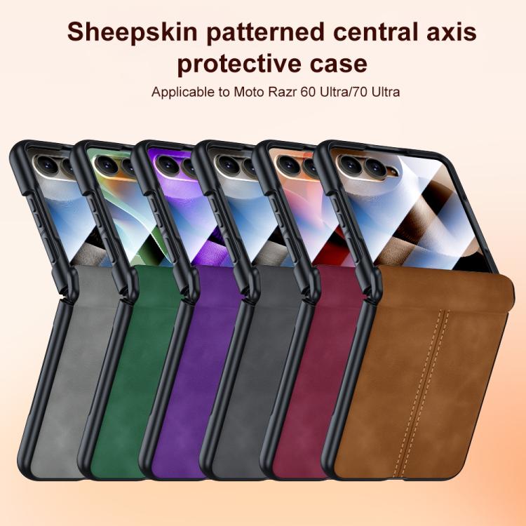 For Motorola Razr 60 Ultra Film Integrated Sheepskin Texture Stitched Phone Case
