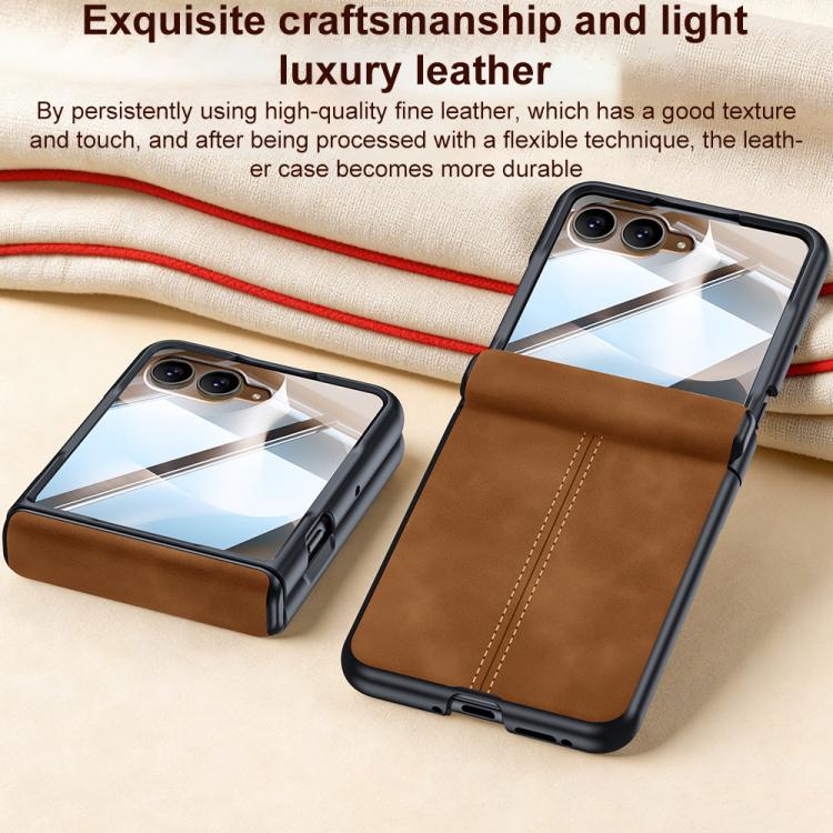 For Motorola Razr 60 Ultra Film Integrated Sheepskin Texture Stitched Phone Case