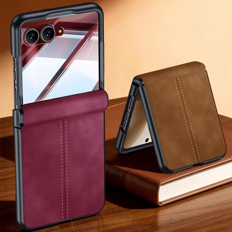 For Motorola Razr 60 Ultra Film Integrated Sheepskin Texture Stitched Phone Case