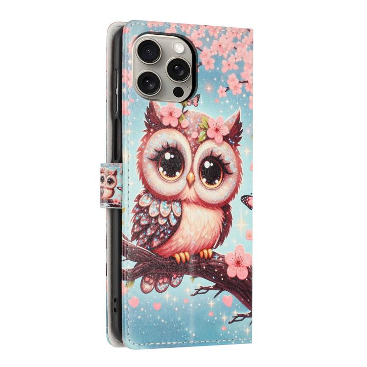 For iPhone 15 Pro Max Colorful Painting Vegan Leather Phone Case with Lanyard
