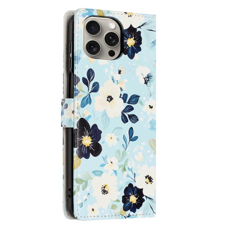 For iPhone 15 Pro Max Colorful Painting Vegan Leather Phone Case with Lanyard