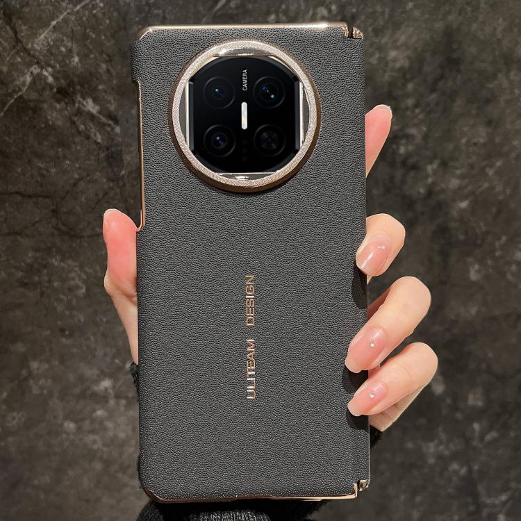 For Huawei Mate X7 Electroplated Gold Edge Dual Middle Axis Supercar Texture Phone Case
