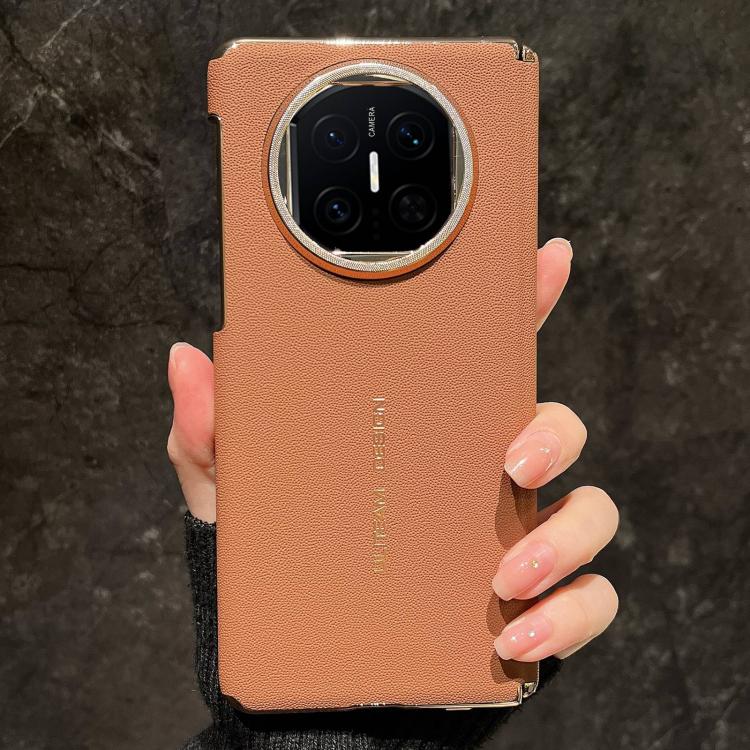 For Huawei Mate X7 Electroplated Gold Edge Dual Middle Axis Supercar Texture Phone Case