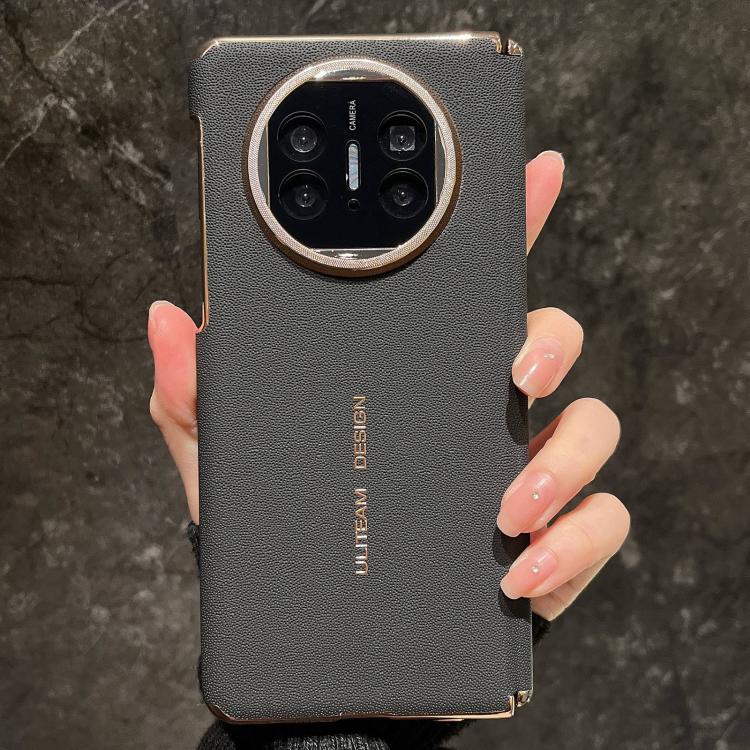 For Huawei Mate X6 Electroplated Gold Edge Dual Middle Axis Supercar Texture Phone Case