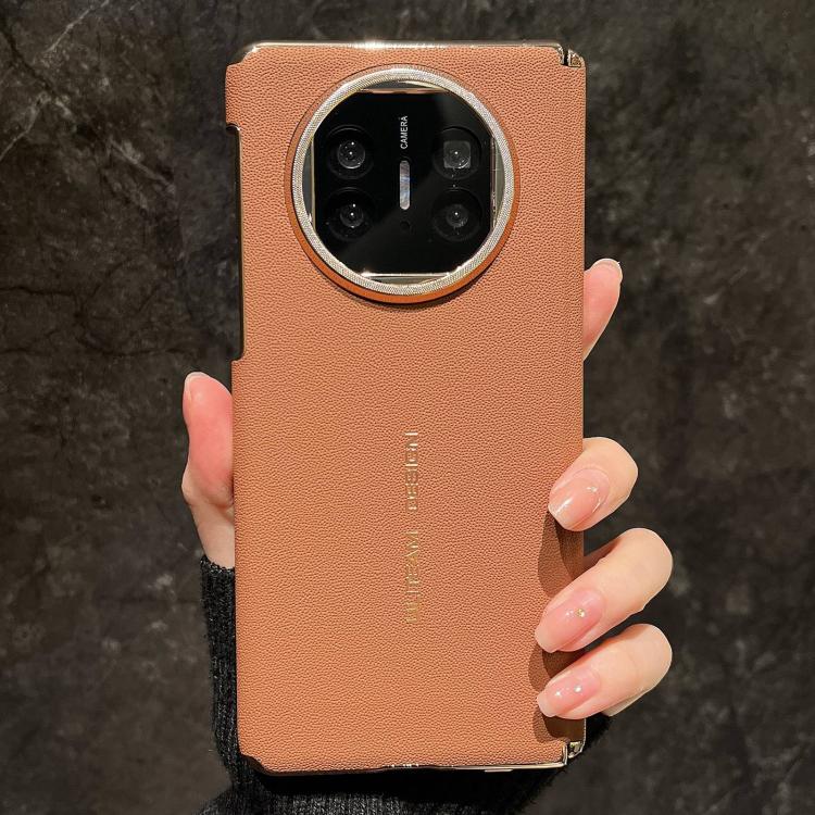 For Huawei Mate X6 Electroplated Gold Edge Dual Middle Axis Supercar Texture Phone Case