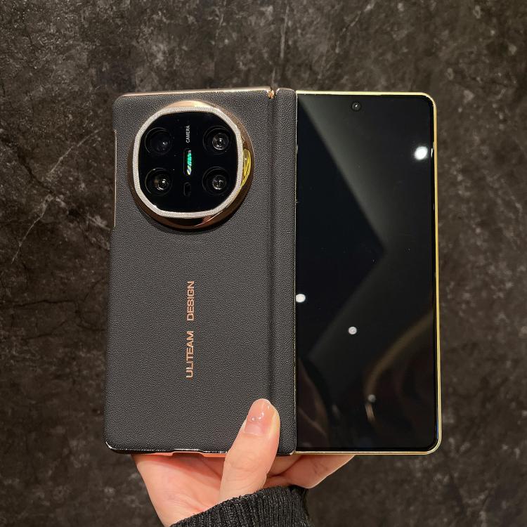 For Huawei Mate X5 Electroplated Gold Edge Dual Middle Axis Supercar Texture Phone Case