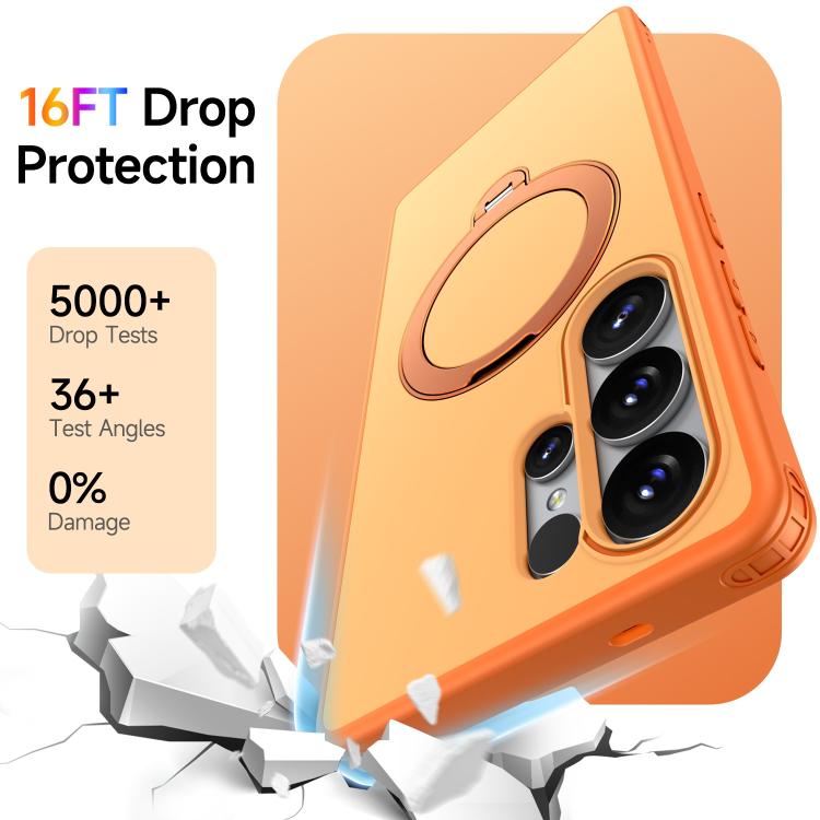 For Galaxy S25 Ultra 5G Rotating Holder TPU + PC Magnetic Shockproof Phone Case
