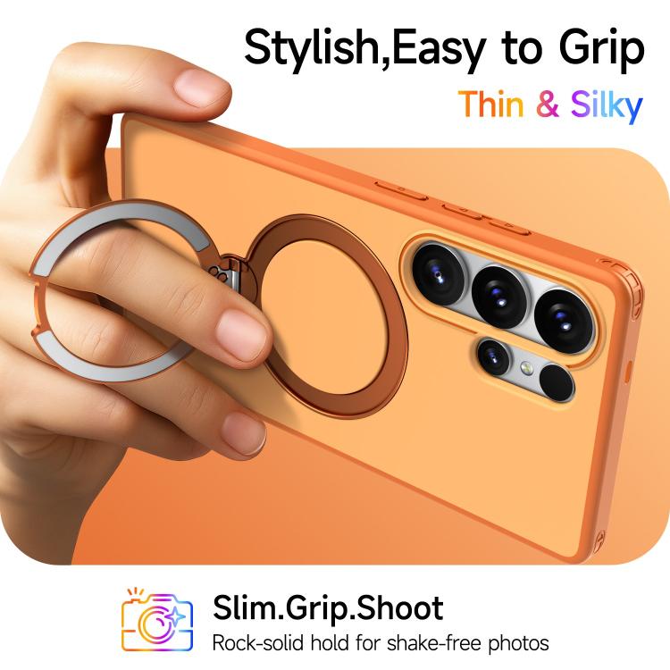 For Galaxy S25 Ultra 5G Rotating Holder TPU + PC Magnetic Shockproof Phone Case