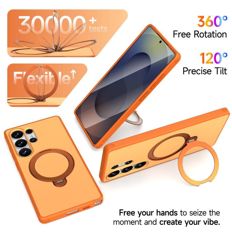 For Galaxy S25 Ultra 5G Rotating Holder TPU + PC Magnetic Shockproof Phone Case