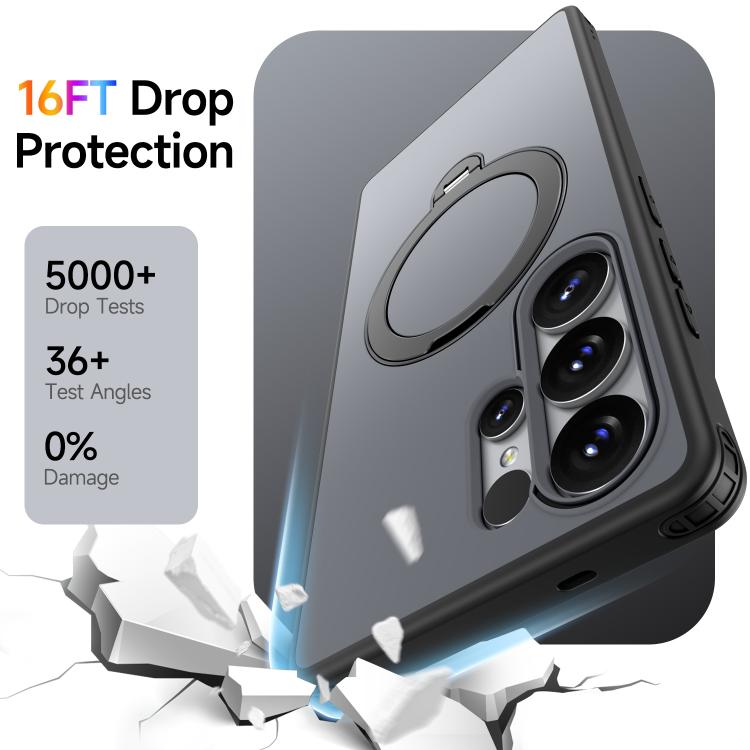 For Galaxy S25 Ultra 5G Rotating Holder TPU + PC Magnetic Shockproof Phone Case