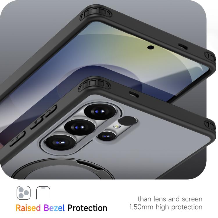 For Galaxy S25 Ultra 5G Rotating Holder TPU + PC Magnetic Shockproof Phone Case