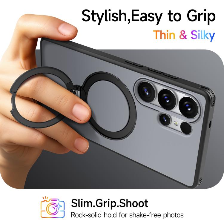 For Galaxy S25 Ultra 5G Rotating Holder TPU + PC Magnetic Shockproof Phone Case