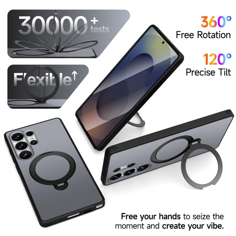 For Galaxy S25 Ultra 5G Rotating Holder TPU + PC Magnetic Shockproof Phone Case