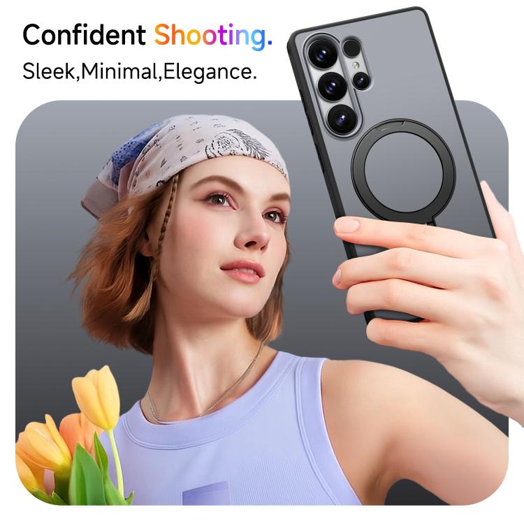 For Galaxy S25 Ultra 5G Rotating Holder TPU + PC Magnetic Shockproof Phone Case