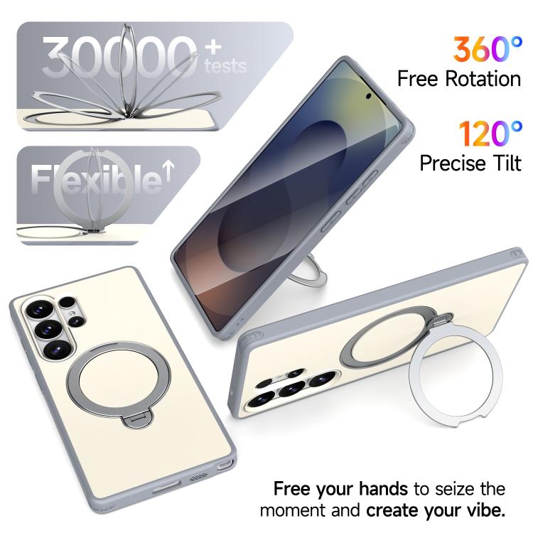 For Galaxy S25 Ultra 5G Rotating Holder TPU + PC Magnetic Shockproof Phone Case
