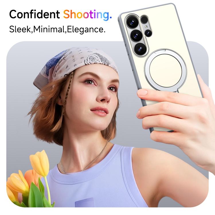 For Galaxy S25 Ultra 5G Rotating Holder TPU + PC Magnetic Shockproof Phone Case